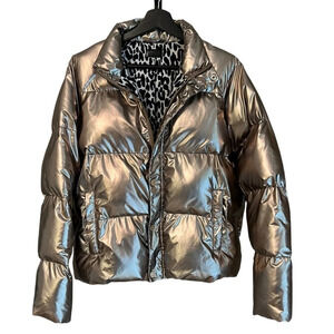 Mother The Pillow Talk Puffer Jacket Metallic Silver Gold XS Contemporary Active